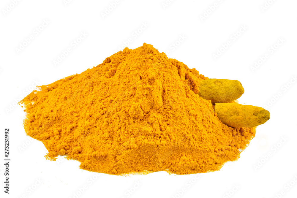 turmeric powder haladi isolated on white background. turmeric powder haladi isolated on white background.