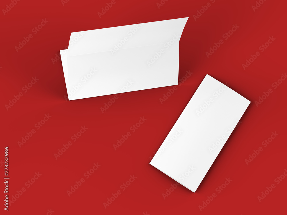 Folded trifold brochure in A4 format mockup.3d illustartion Folded trifold brochure in A4 format mockup.3d illustartion