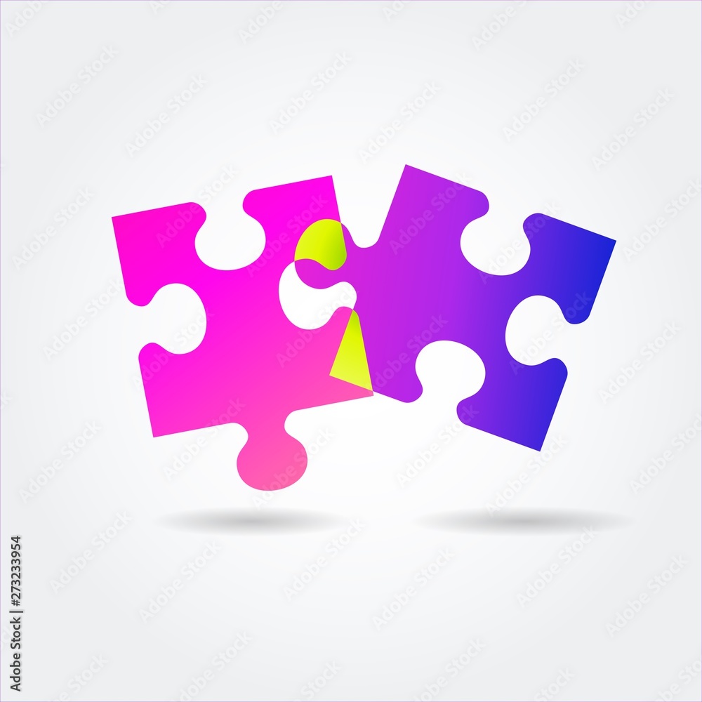 Color bright gradient puzzle icon on a white background. Color bright gradient puzzle icon on a white background.