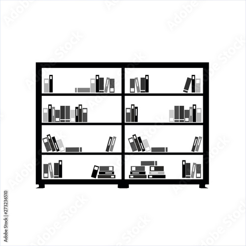 Shelves with books icon. Vector illustration
