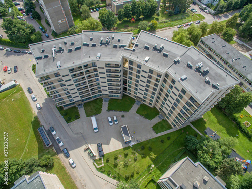 Aerial view of modern house in Eiguliai district in Kaunas photo