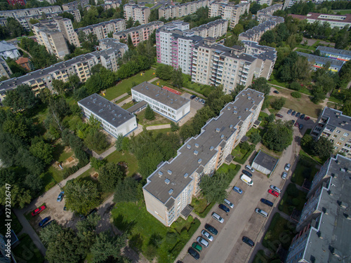 Aerial view of kindergarten building in Kaunas