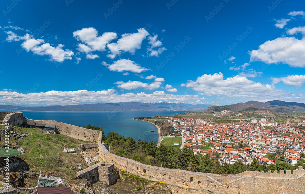 View of the Ohrid town as seen from the castle Samuil