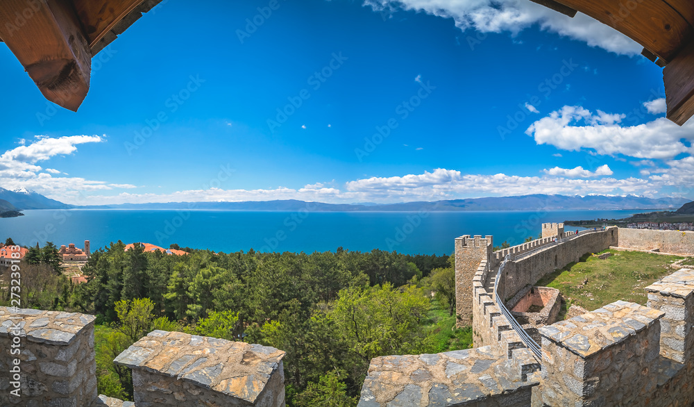 View of the Ohrid Lake as seen from the castle Samuil