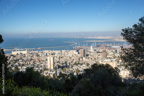 View of Haifa Israel and Mediterranean Sea