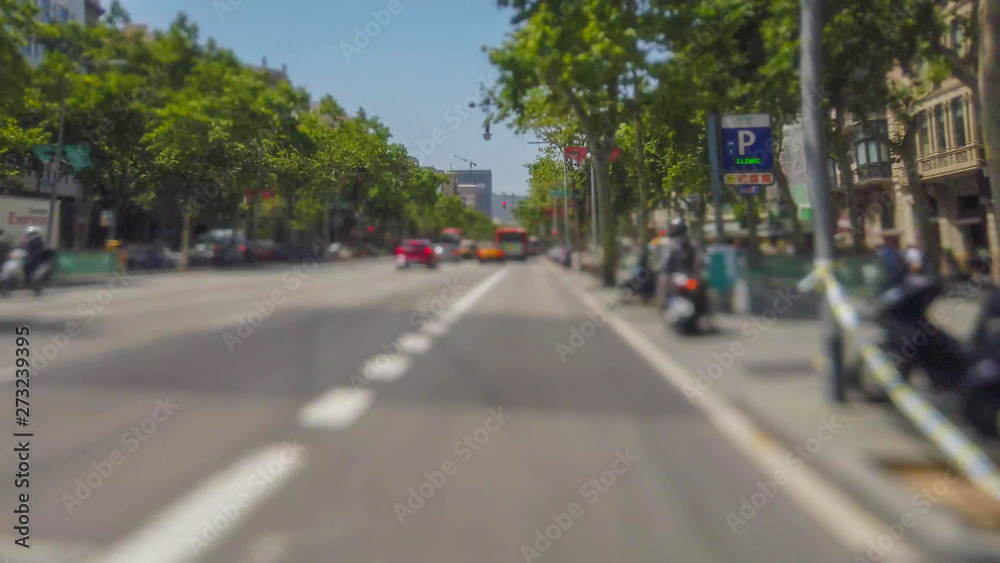 Street of Barcelona on summer day. CataloniaSpain.