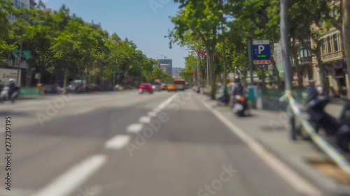 Street of Barcelona on summer day. CataloniaSpain.