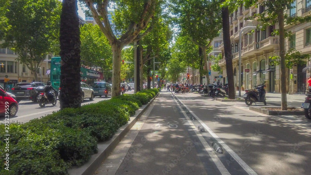 Street of Barcelona on summer day. CataloniaSpain. Street of Barcelona on summer day. CataloniaSpain.