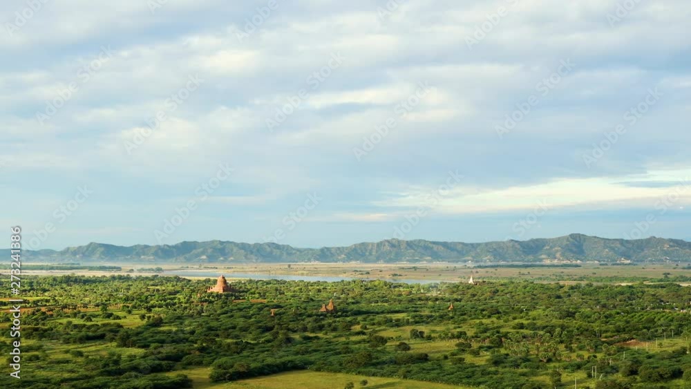 Flying over an amazing landscape of hundreds of Buddhist monuments and temples in Bagan, Myanmar. Flying over an amazing landscape of hundreds of Buddhist monuments and temples in Bagan, Myanmar.