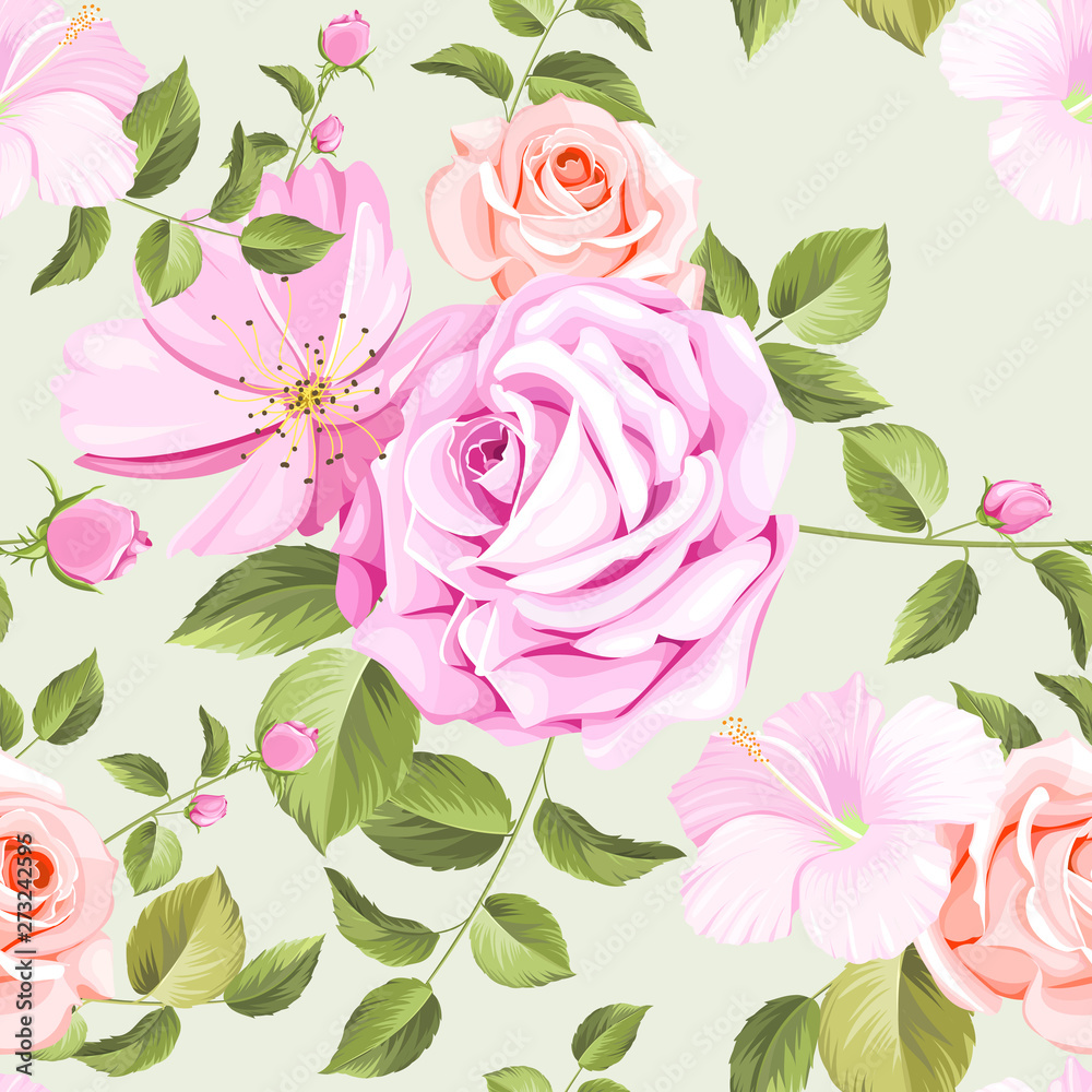 roses and leaves seamless pattern roses and leaves seamless pattern