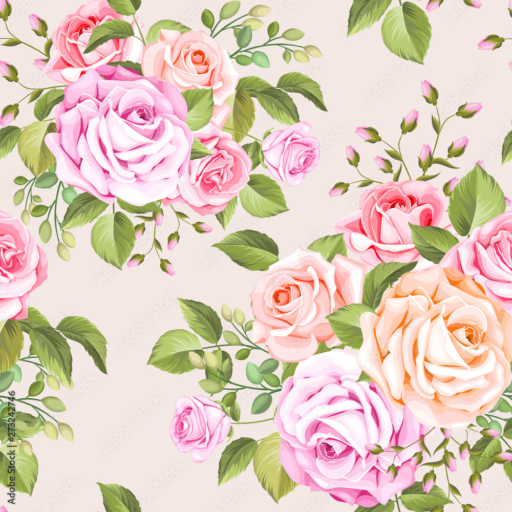 roses and leaves seamless pattern roses and leaves seamless pattern