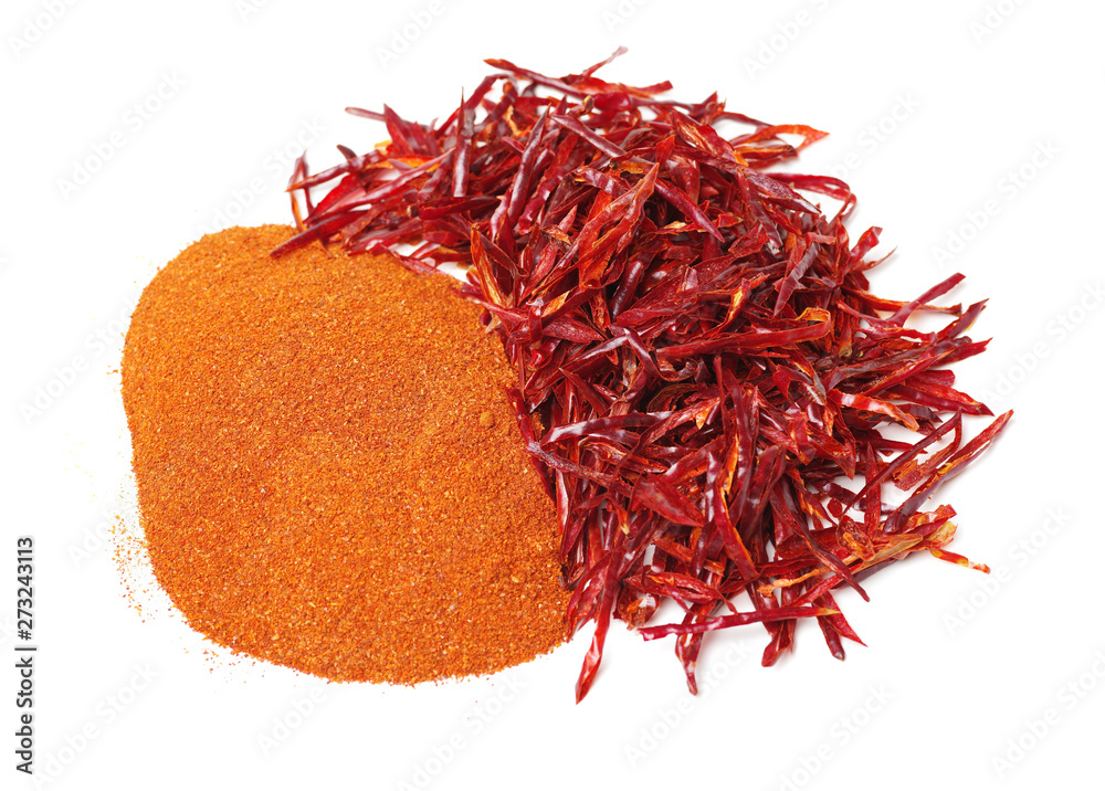 Fototapeta premium Pile of ground Paprika isolated on white background