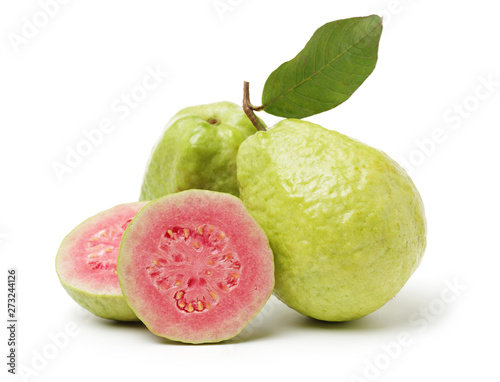 Pink guava isolated on white background photo