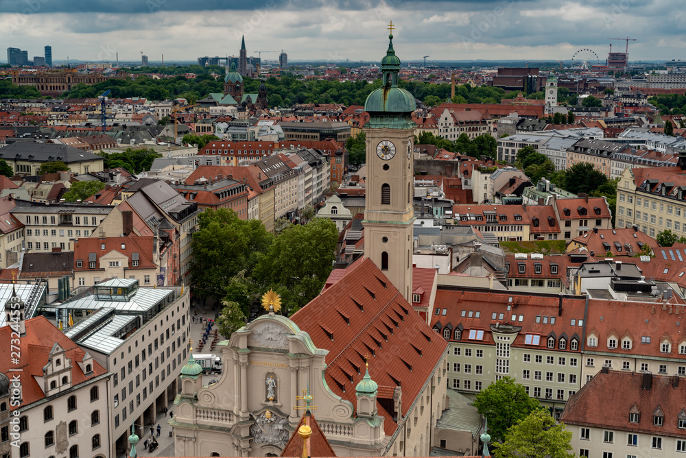 General aerial view of Munich from a tower General aerial view of Munich from a tower
