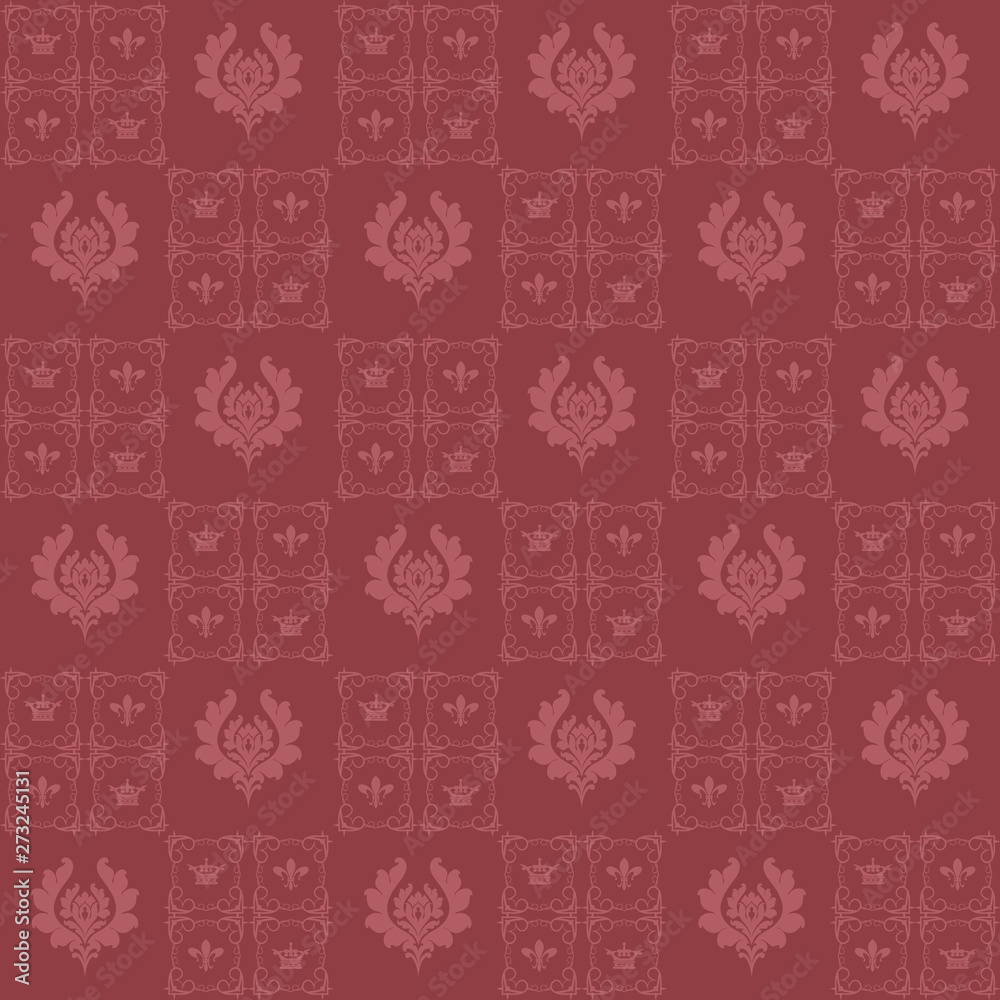 Damask background wallpaper seamless retro style, vector image