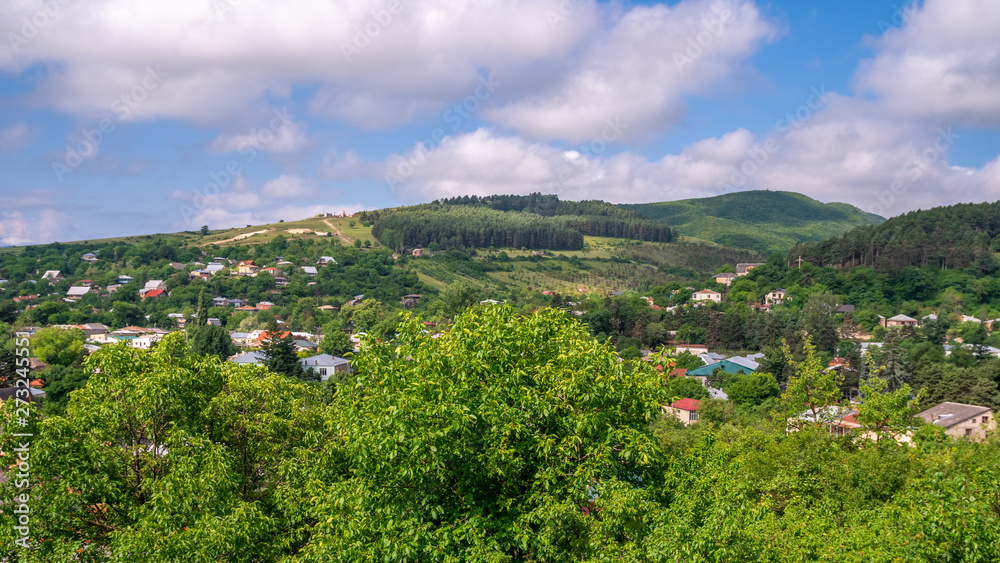 Panorama of Surami town in Shida Kartli region, travel to Georgia.