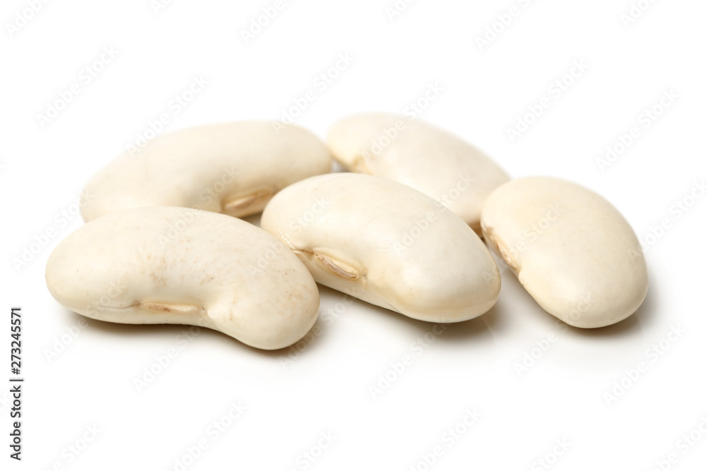 White kidney beans on white background 