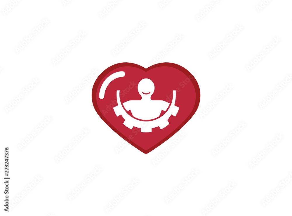 Body inside a gear pignion and smile for logo design in chat icon illustration Body inside a gear pignion and smile for logo design in chat icon illustration