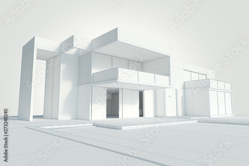 Modern house abstract rendering