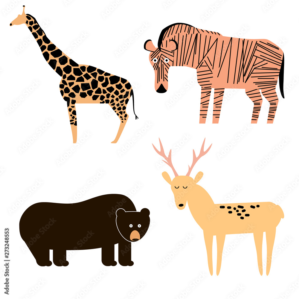 Animal pattern flat illustration on white Animal pattern flat illustration on white