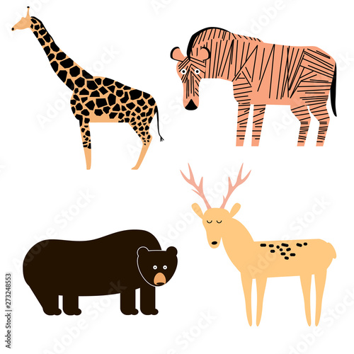 Animal pattern flat illustration on white