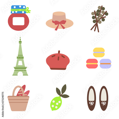 French pattern flat illustration on white