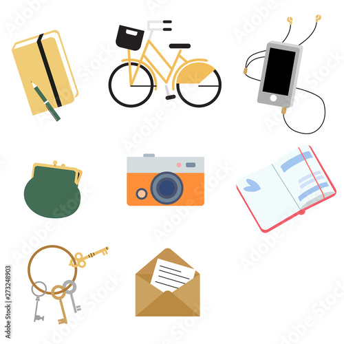 Life pattern flat illustration on white