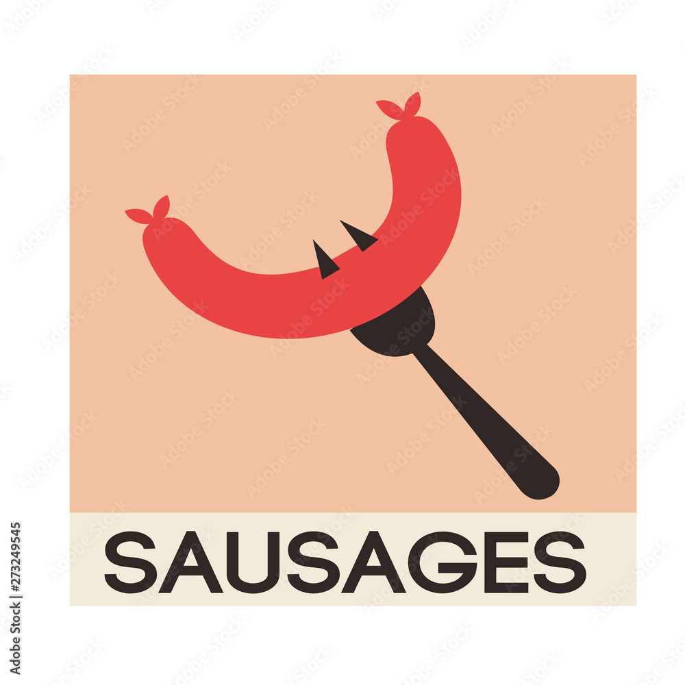 Sausages sign flat illustration on white Sausages sign flat illustration on white