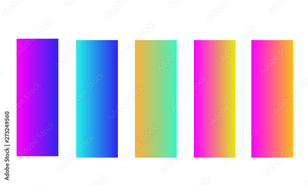 set of five colorful bright banners