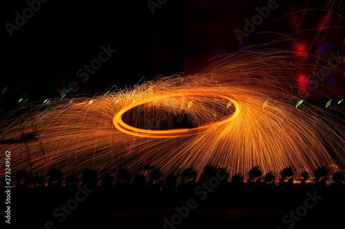 Sparks of molten steel melting,