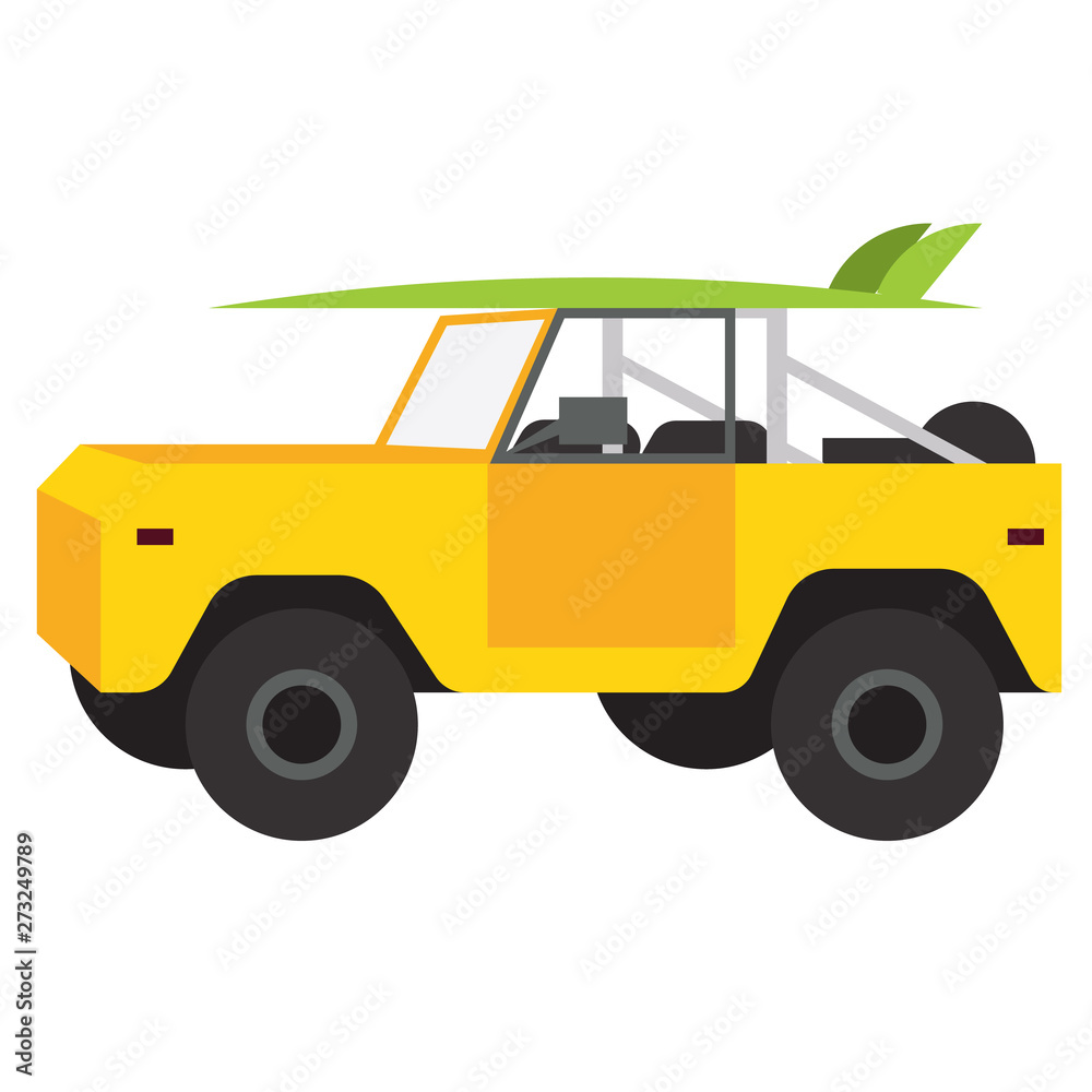 Yellow car flat illustration design