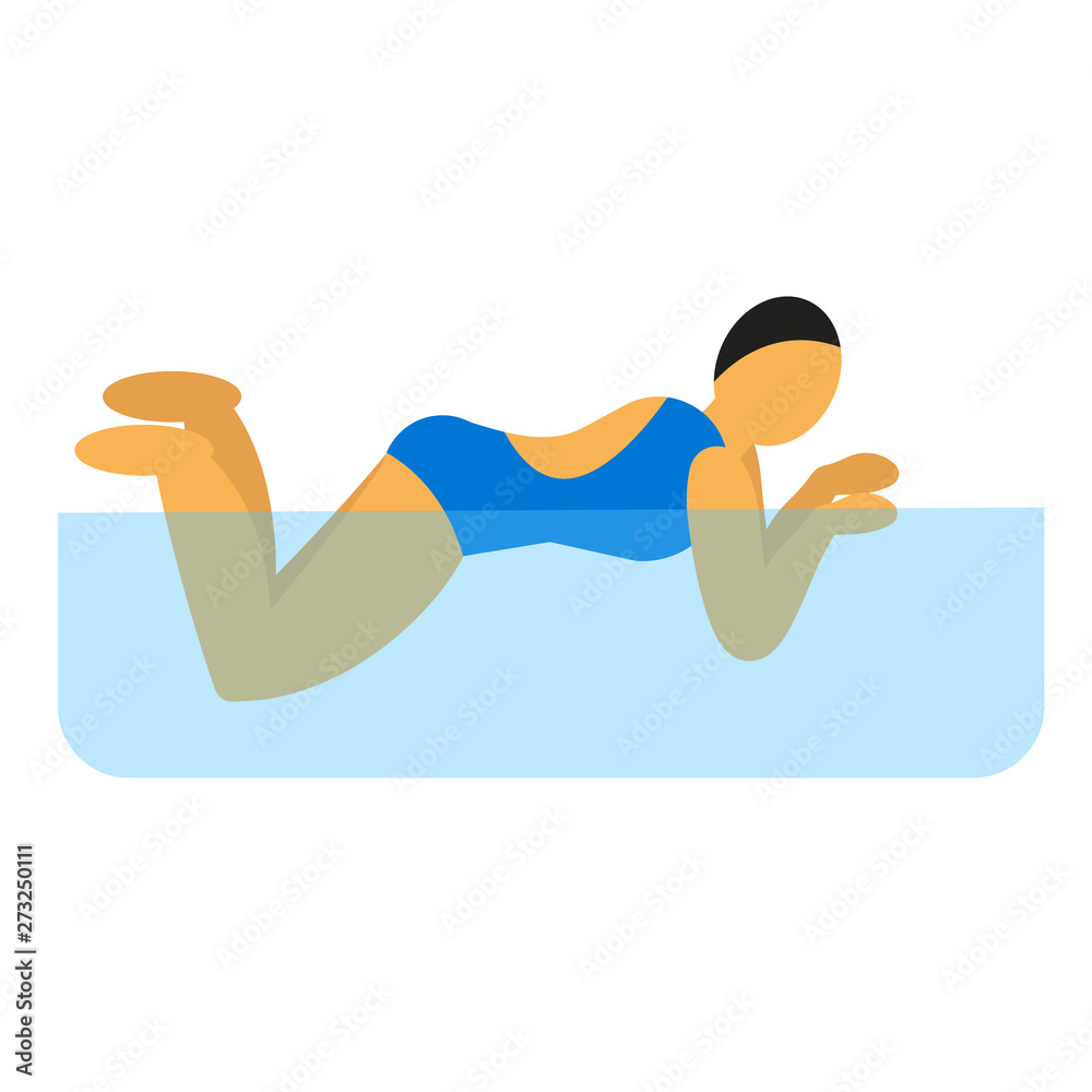 Swimming woman flat illustration design Swimming woman flat illustration design