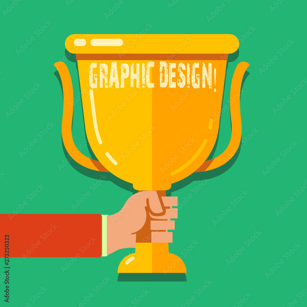Word writing text Graphic Design. Business photo showcasing Art of combining Text Images in advertising Hand Holding Blank Golden Championship Winners Cup Trophy with Reflection Word writing text Graphic Design. Business photo showcasing Art of combining Text Images in advertising Hand Holding Blank Golden Championship Winners Cup Trophy with Reflection