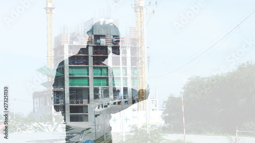 A structural inspection engineer,Translucent images isolated on a white background
