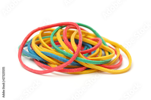 Rubber bands on white background