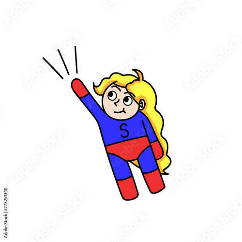 Female superhero. Children's illustration