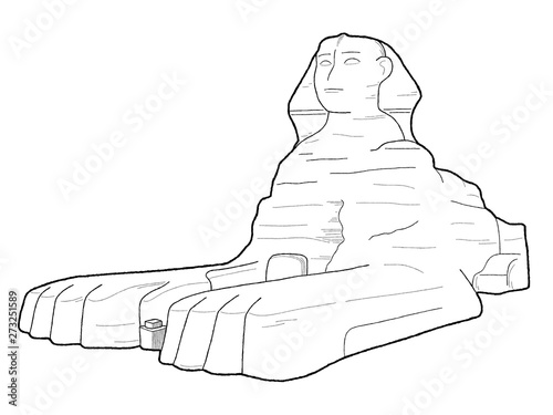 The Great Sphinx, Giza, Egypt: Vector Illustration Hand Drawn Cartoon Art