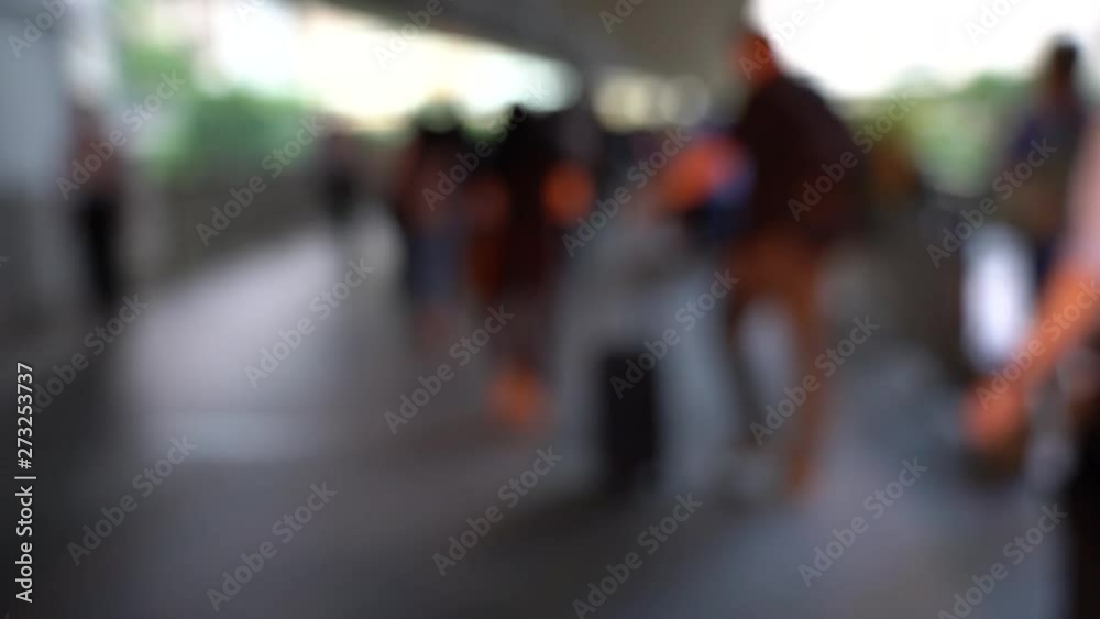 Blurred people crossing pedestrian bridge; Slow Motion Blurred people crossing pedestrian bridge; Slow Motion