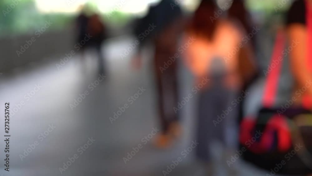 custom made wallpaper toronto digitalBlurred people crossing pedestrian bridge; Slow Motion