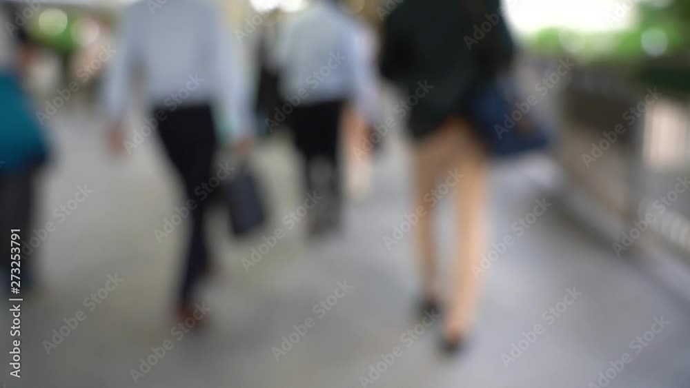 Blurred people crossing pedestrian bridge; Slow Motion Blurred people crossing pedestrian bridge; Slow Motion