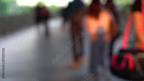 Wallpaper Mural Blurred people crossing pedestrian bridge; Slow Motion Torontodigital.ca