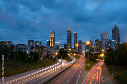 Atlanta Skyline View in the evening from Jackson St Bridge
