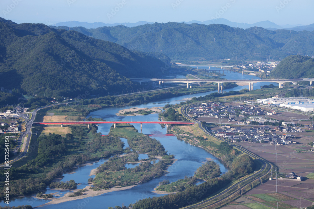 岡山 吉井川と橋 田舎の風景