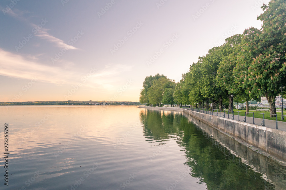 Sunrise over Obersee lake (Lake Constance) in Bregenz, Austria. Sunrise over Obersee lake (Lake Constance) in Bregenz, Austria.