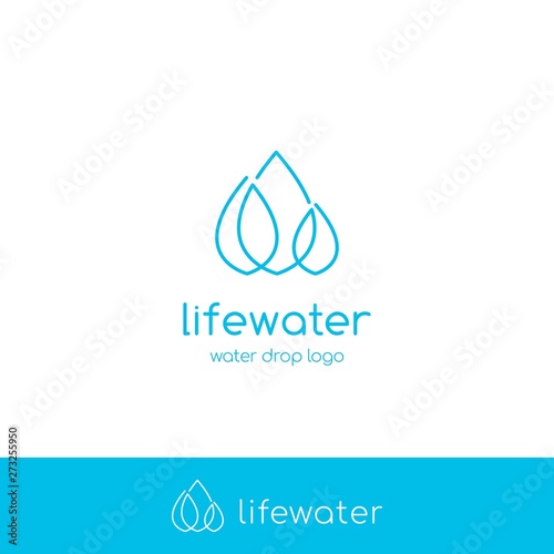 Simple clean water drop life water logo icon symbol line outline monoline style