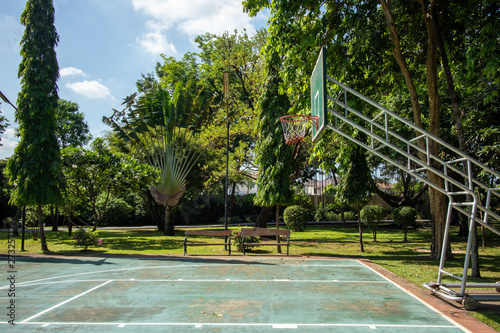 sideview of basketball stand in the park