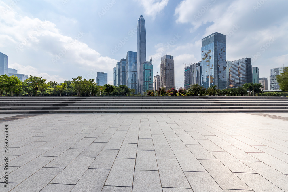 Panoramic skyline  with empty road