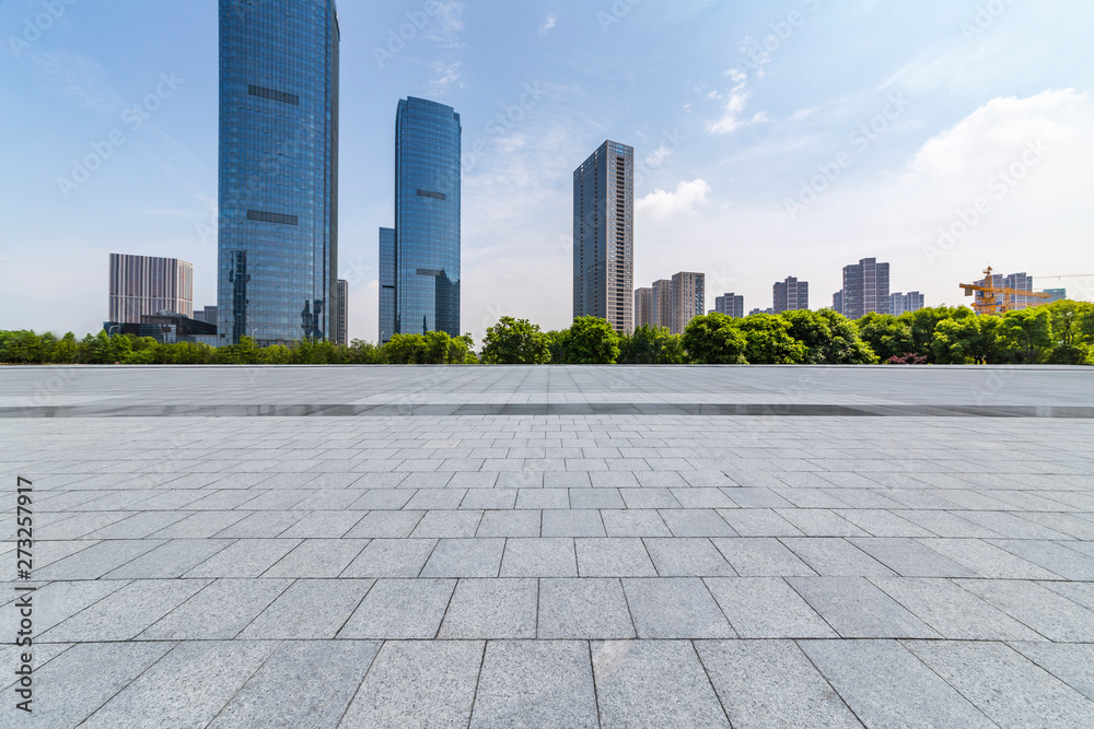 Panoramic skyline  with empty road