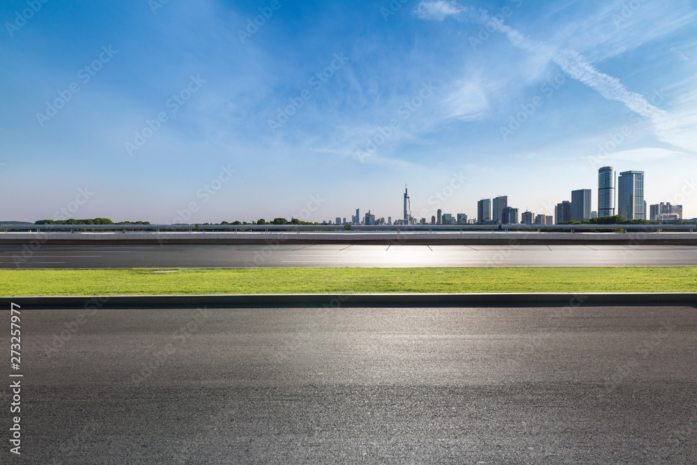 Panoramic skyline with empty road Panoramic skyline with empty road