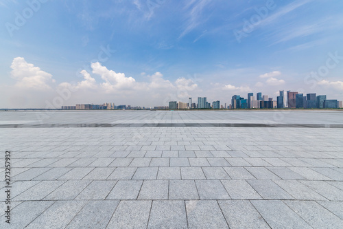 Panoramic skyline with empty road